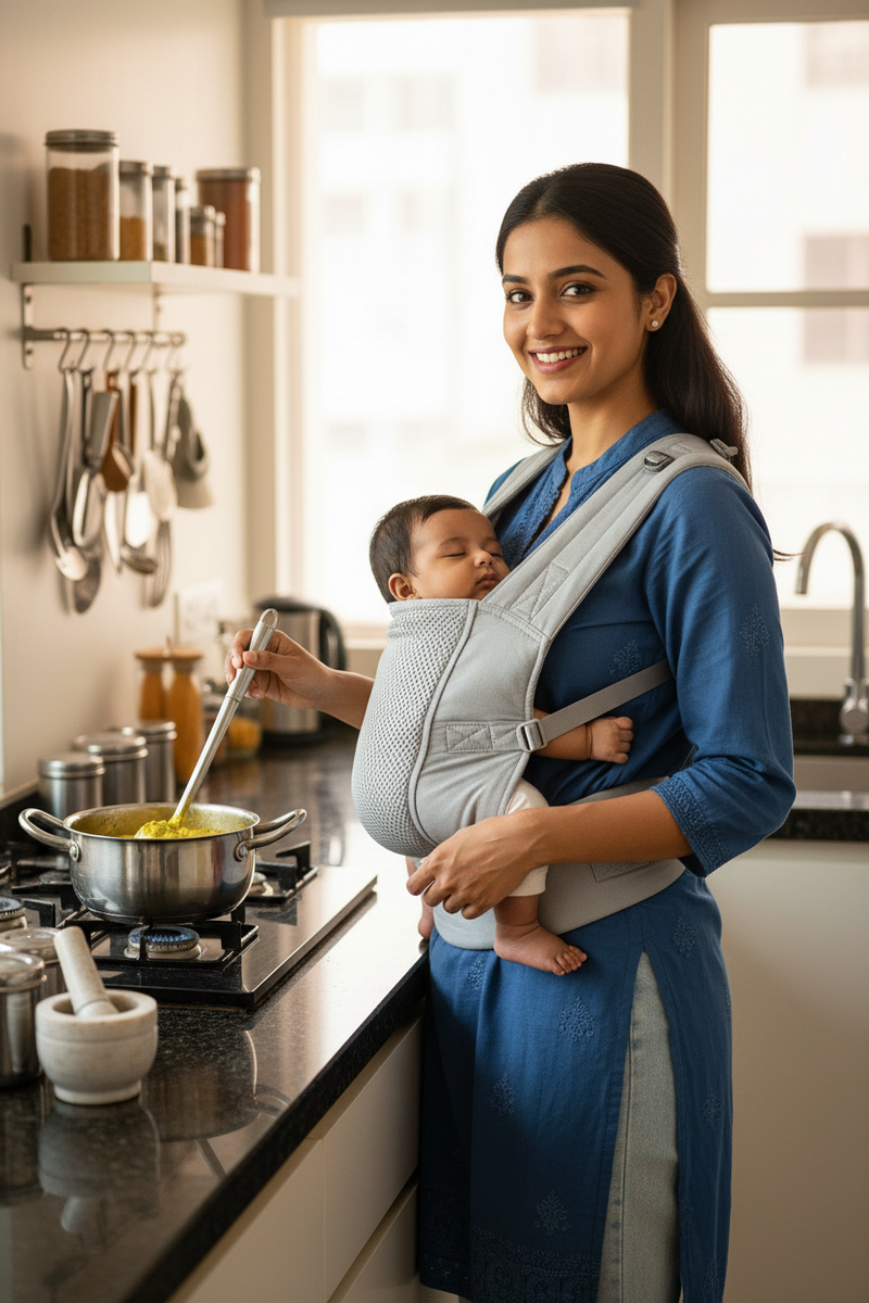Premium Adjustable Baby Sling Carrier | Breathable Cotton Mesh Hip Carrier