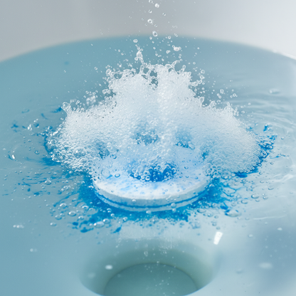 Toilet Cleaning Tablet Close-Up Fizzing